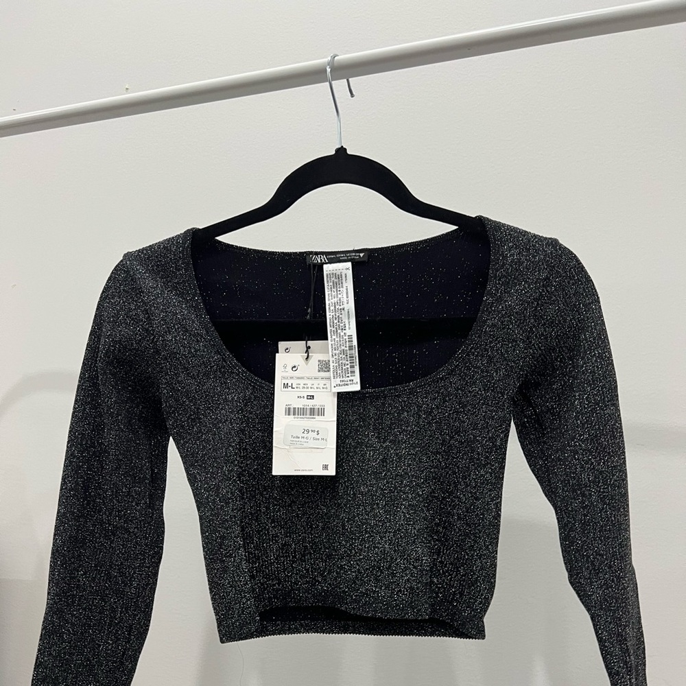 Black Long sleeve top shimmery